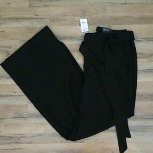 Wide leg low rise black pants